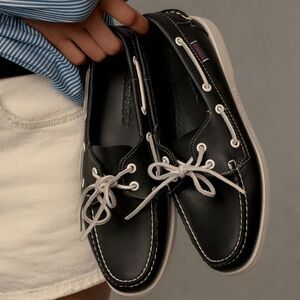 Sebago Docksides Portland Boat Shoes in Navy Blue